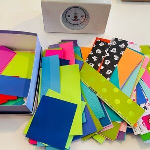 3lbs. of Scrap Cardstock in a variety of vibrant colors & styles and sizes.